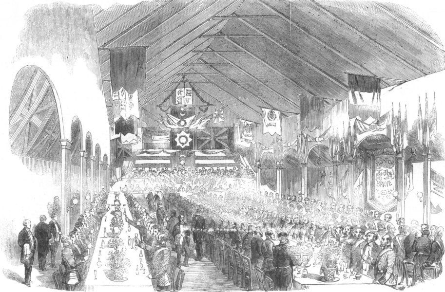 Engraving of the Crimean War Banquet held in Stack A in 1856