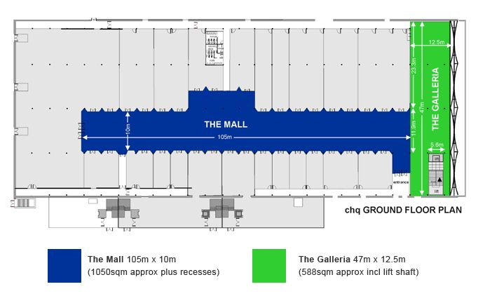 Ground floor plan showing the Mall and the Galleria