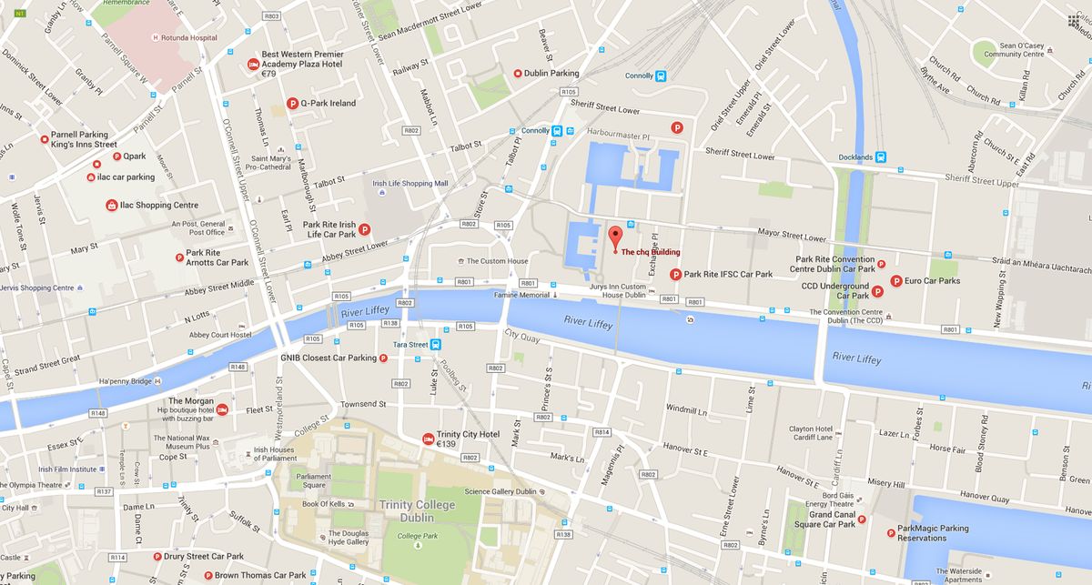 Map of car parks near The chq Building